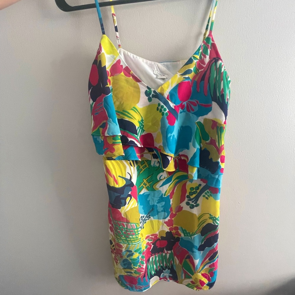 Vibrant floral print, JCrew dress